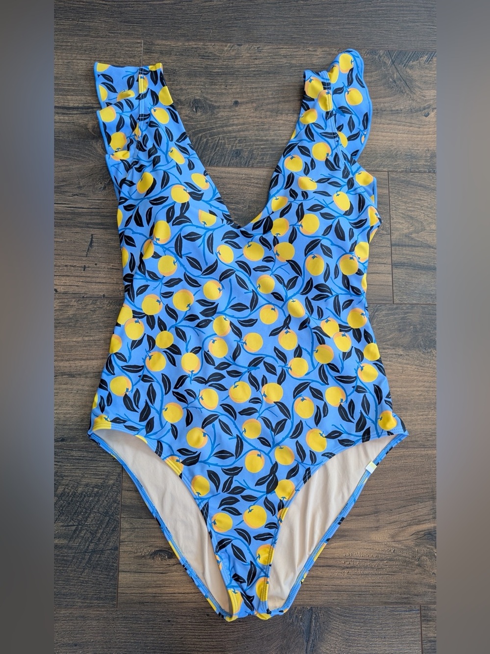 summersalt Blue One-Piece Swimsuit with Yellow Lemon Print